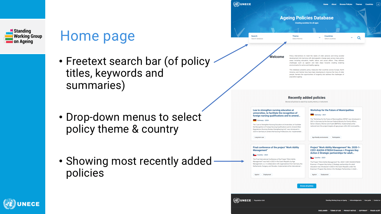 User guide for Ageing Policies Database