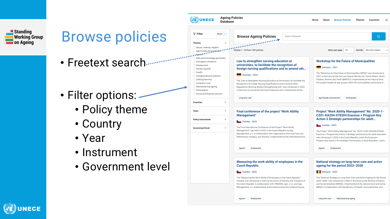 User guide for Ageing Policies Database